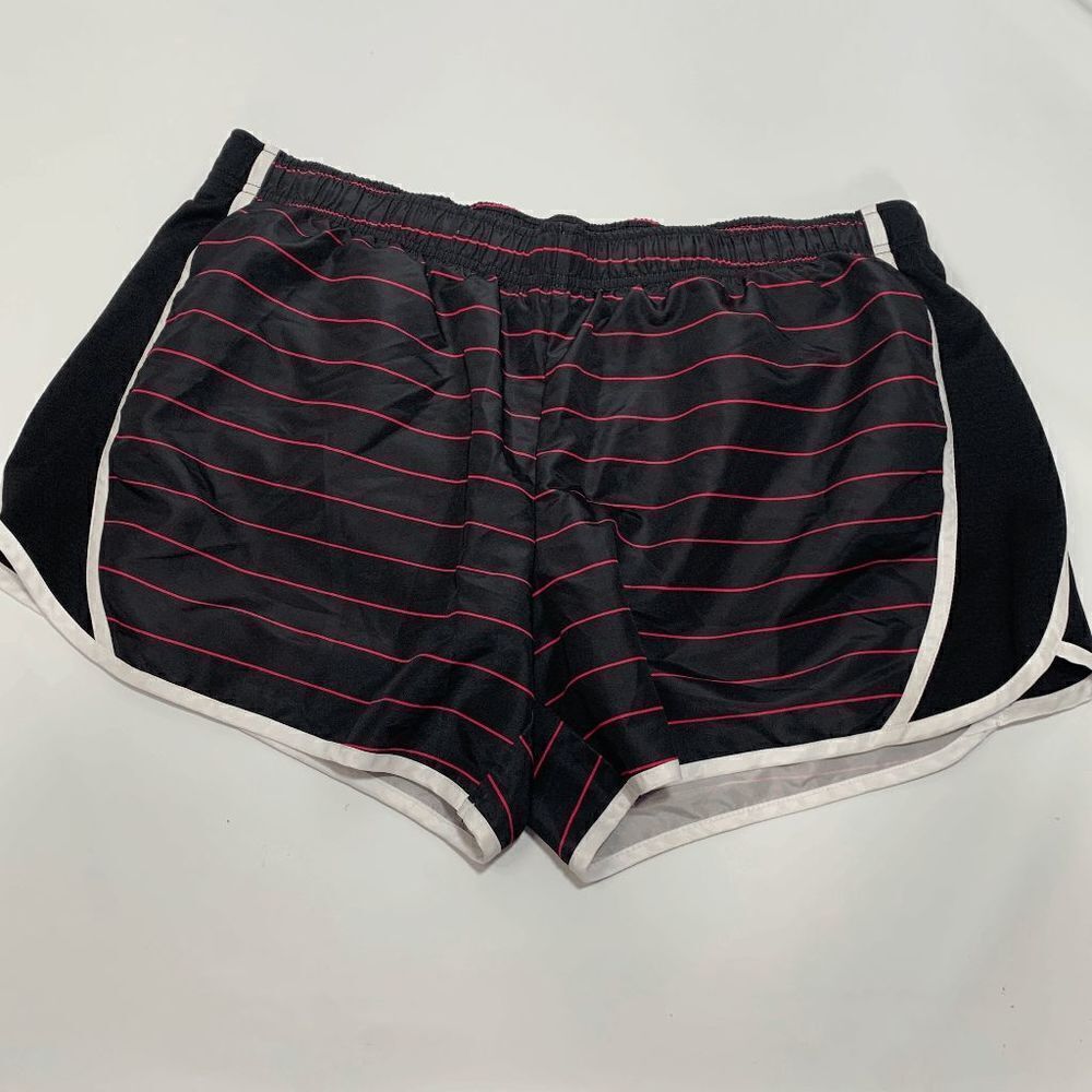 Athletic Works Womens Activewear Running Shorts Lined Stripes Black Red XL